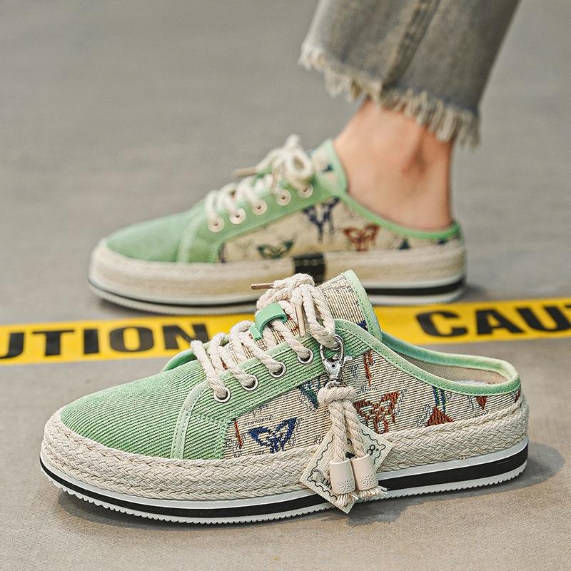 

Half straw men s shoes summer 2025 one-pedal lazy shoes men s casual fisherman shoes men s trendy shoes 44