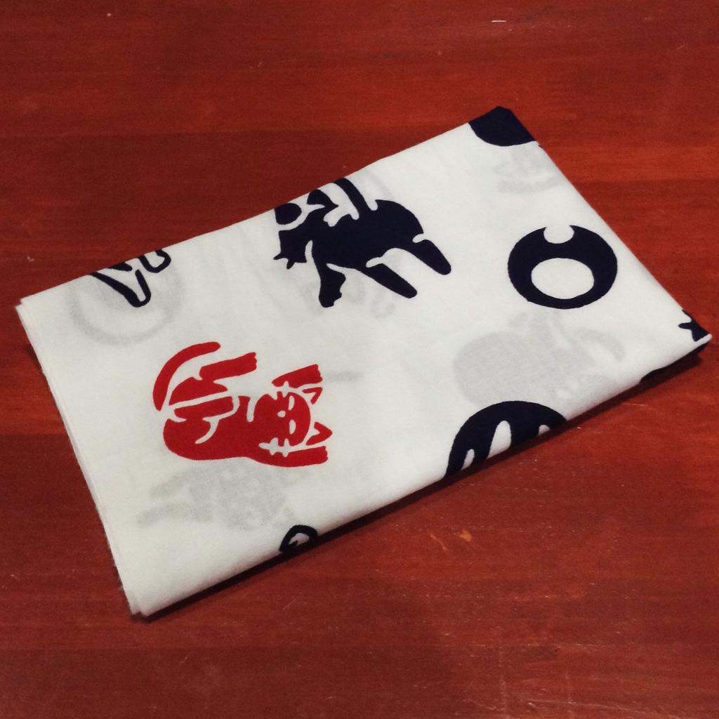Edoten Tenugui Hand Chusen with Made in Original Onion Design Towel, (Dyed Niwa-zome) - 100% Cotton, Japan, (White)