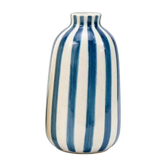 

Ceramic Vase Ornaments Compact Round Bottle Shape with Fresh Multi-Color Stripes Bookshelf Vase for Flowers Tabletop Decor синий