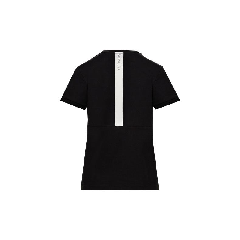 Moncler SS21 Back Logo Pattern Crew Neck Short Sleeve T-Shirt Women Tops Black 0938C7B010829H8999