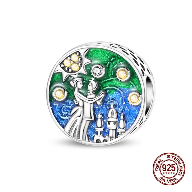 New Copper Charms Beads Pendant Pink Bouquet Love Wedding Proposal Charm For Women Bracelet Engagement Jewelry Gift