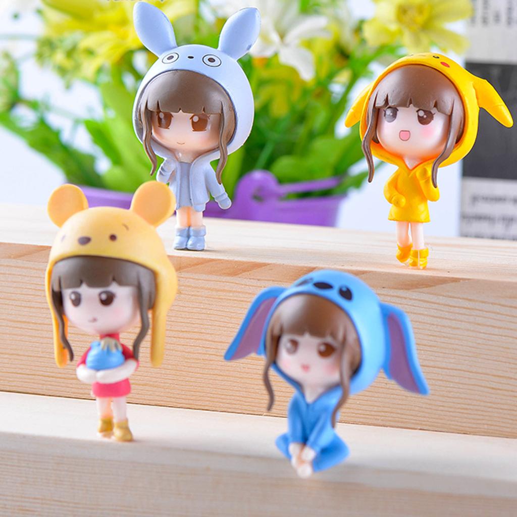4pcs resin Q Girls Ornaments Micro Landscape Decorations Gifts Crafts