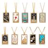 Retro Tarot Square Pendant Necklace Adjustable Chain Necklace Copper Texture Perfect for Daily Wear and Various Occasion
