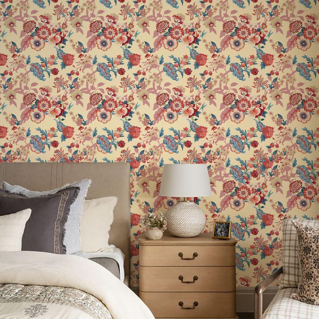 Baroque Flower Peel and Stick Wallpaper Flower Leaves Contact Paper Self Adhesive Wall Paper Roll for Bathroom Walls Furniture