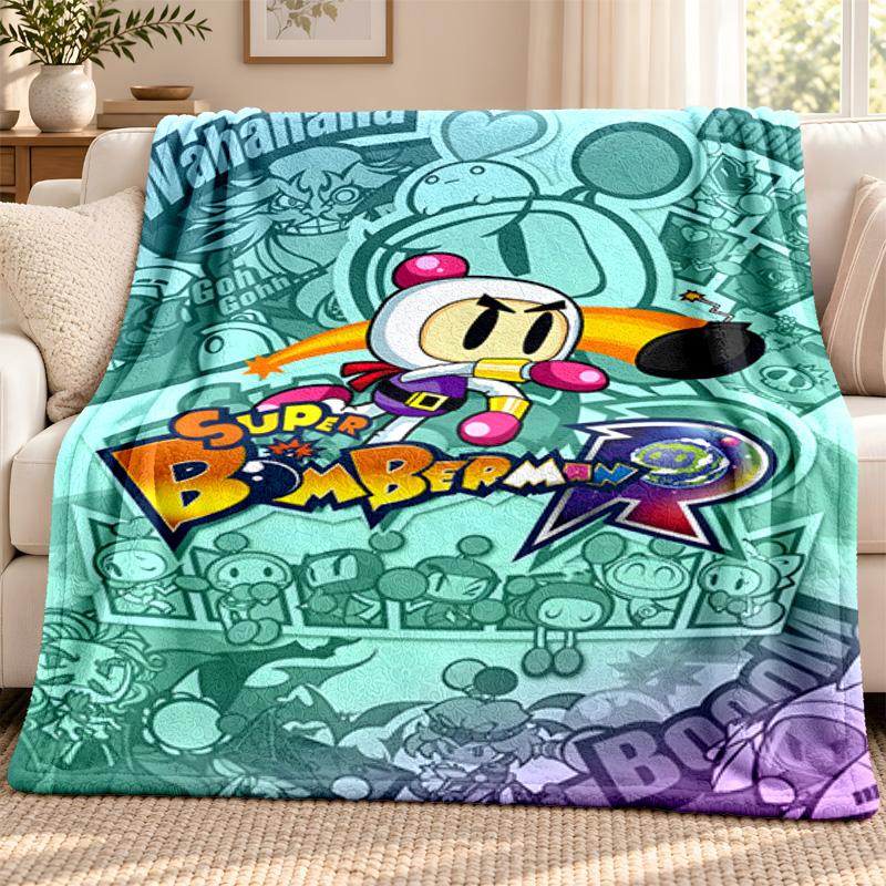 Bomberman blanket Flannel Blanket Soft Cozy Plush Throw for Sofa Bed Lightweight Home Decoration Outdoor camping