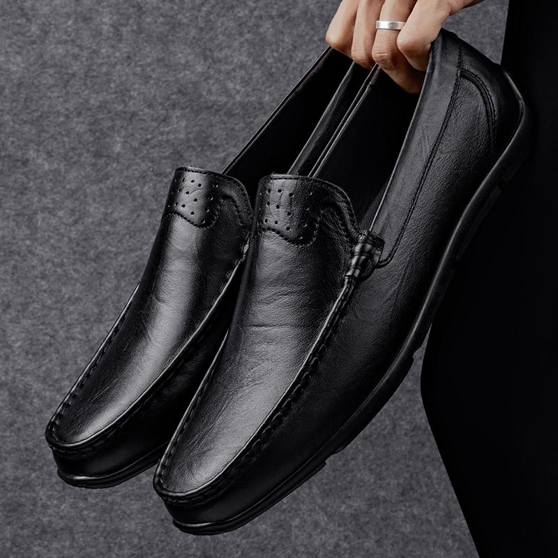 Fashion Brand Outdoor Driving Shoes Genuine Leather Men Casual Business Shoes Classic Soft Leather Dress Loafers Antiskid Walking Shoe