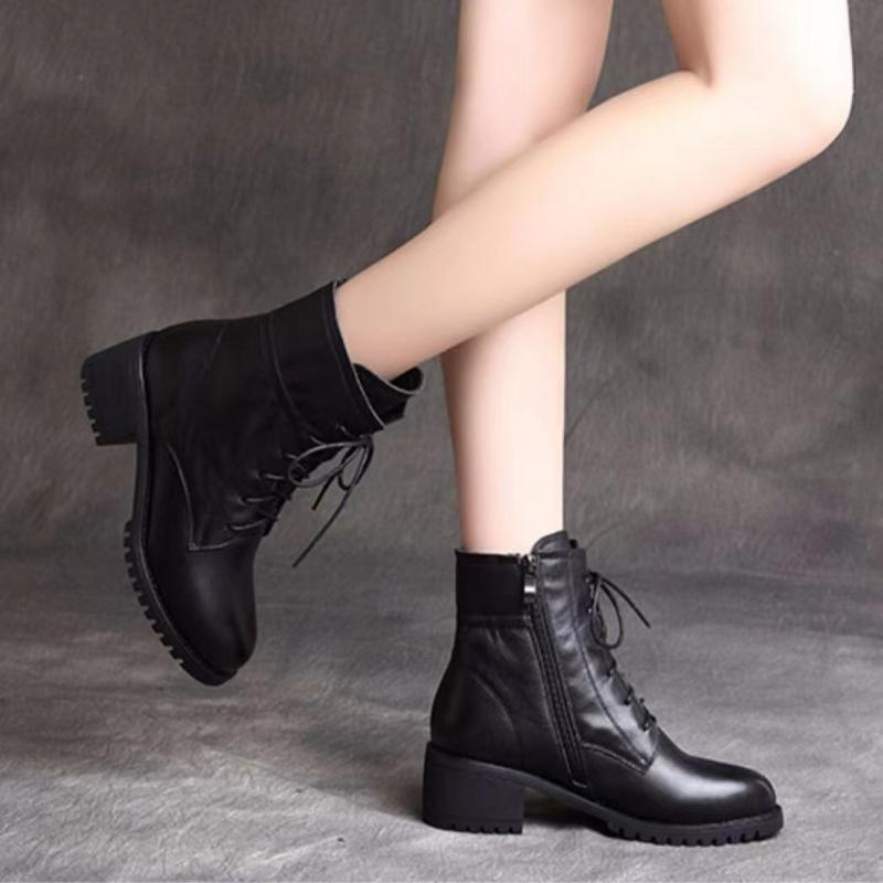 Winter Women'S Boots Plus Velvet Warm Short Soft Feet Casual Thick-Soled Mother Boots All-Match Women'S Shoes