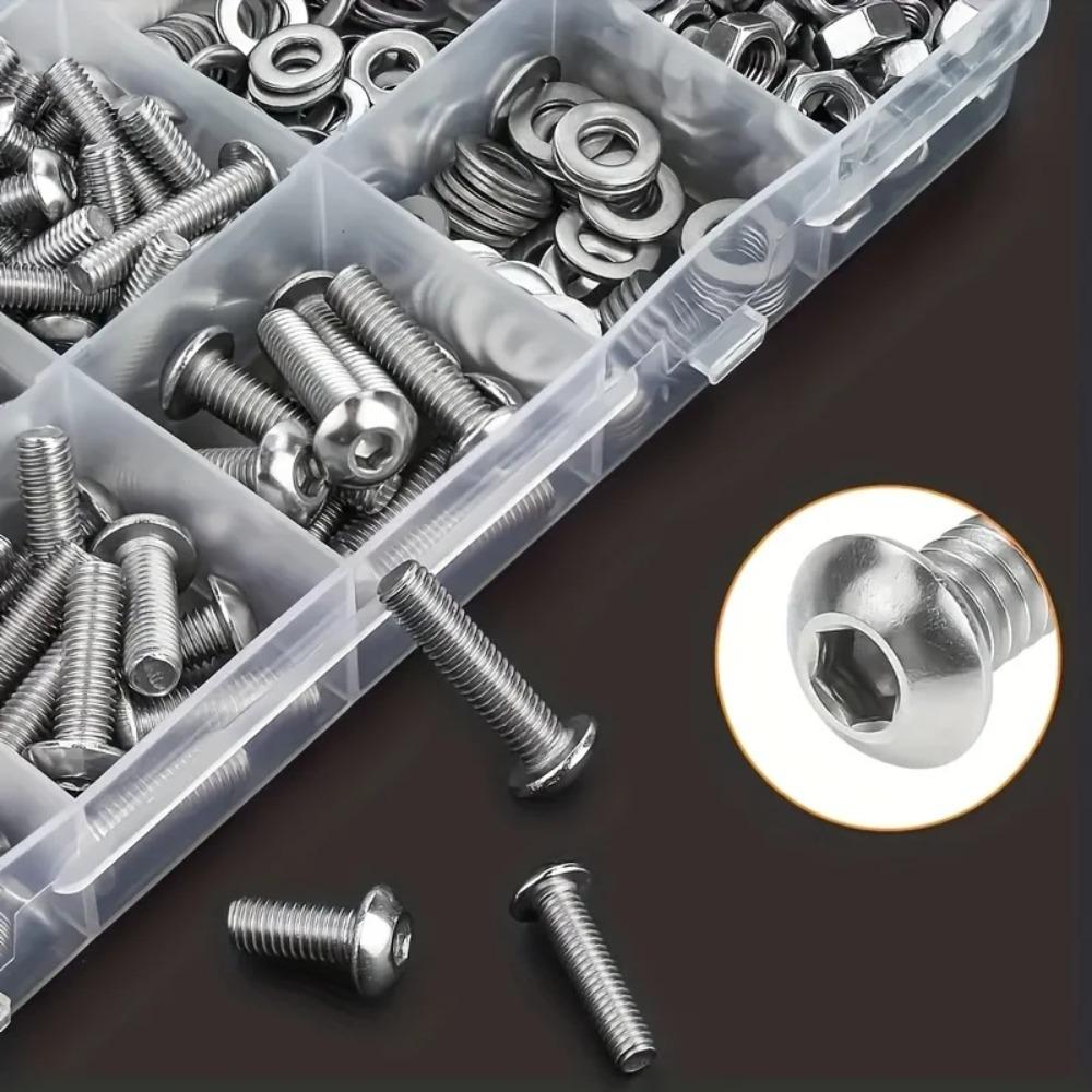 240 Pcs Stainless Steel Screws Nuts Washers Assortment Kit Rustproof Set for DIY Home Repair Industrial Use