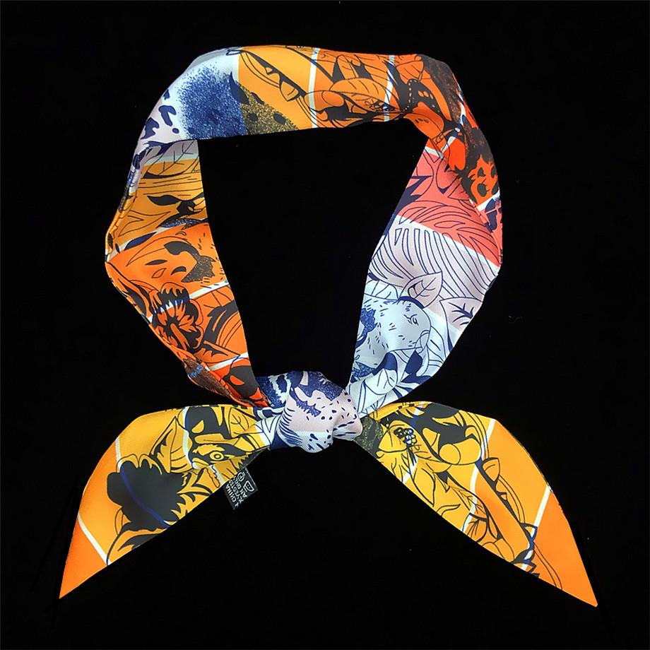 Spring New Design Floral Skinny Brand Scarf For Women Hair Neck Silk Scarf For Ladies Foulard Headband Bag Scarves