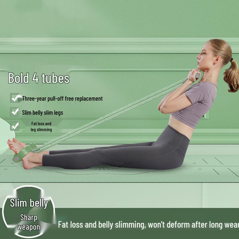 Home Yoga Foot Pedal Resistance Bands - 4 & 6 Tube Sit-up Assist Equipment