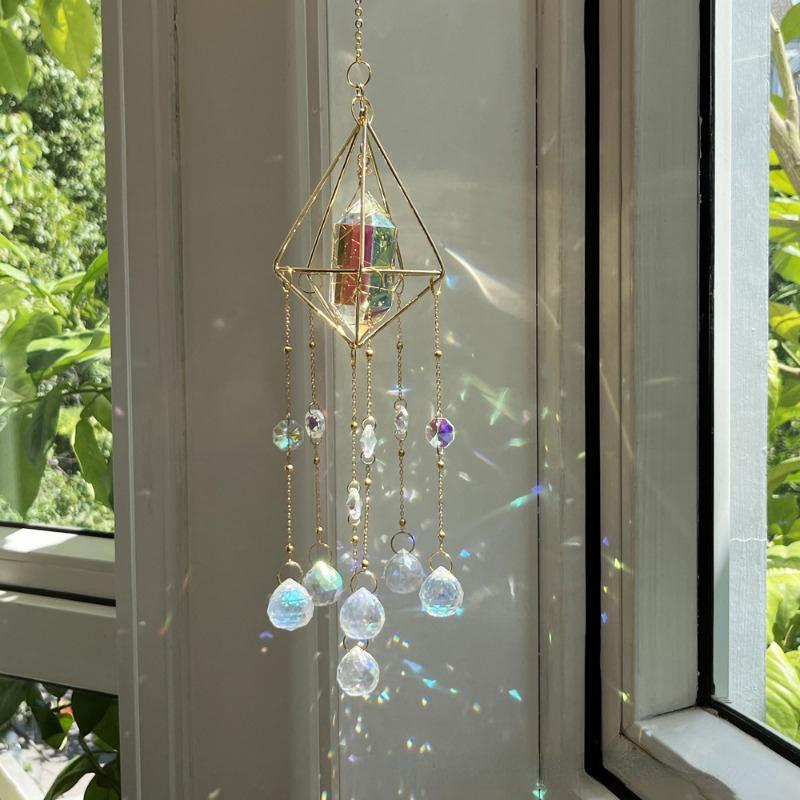 Crystal Windchime Love Heart Pendant Hanging Wind Chimes Sun Catchers Window Rainbow Chaser Outdoor Garden Home Decor Gifts
