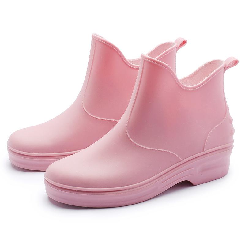 Low-top rain shoes women's fashion adult outdoor waterproof shoes kitchen short work water shoes warm non-slip glue shoes women