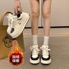 Fleece Little White Shoes Autumn and Winter Platform Sports Baseplate 2025 Board Shoes Versatile Niche New Ins Casual