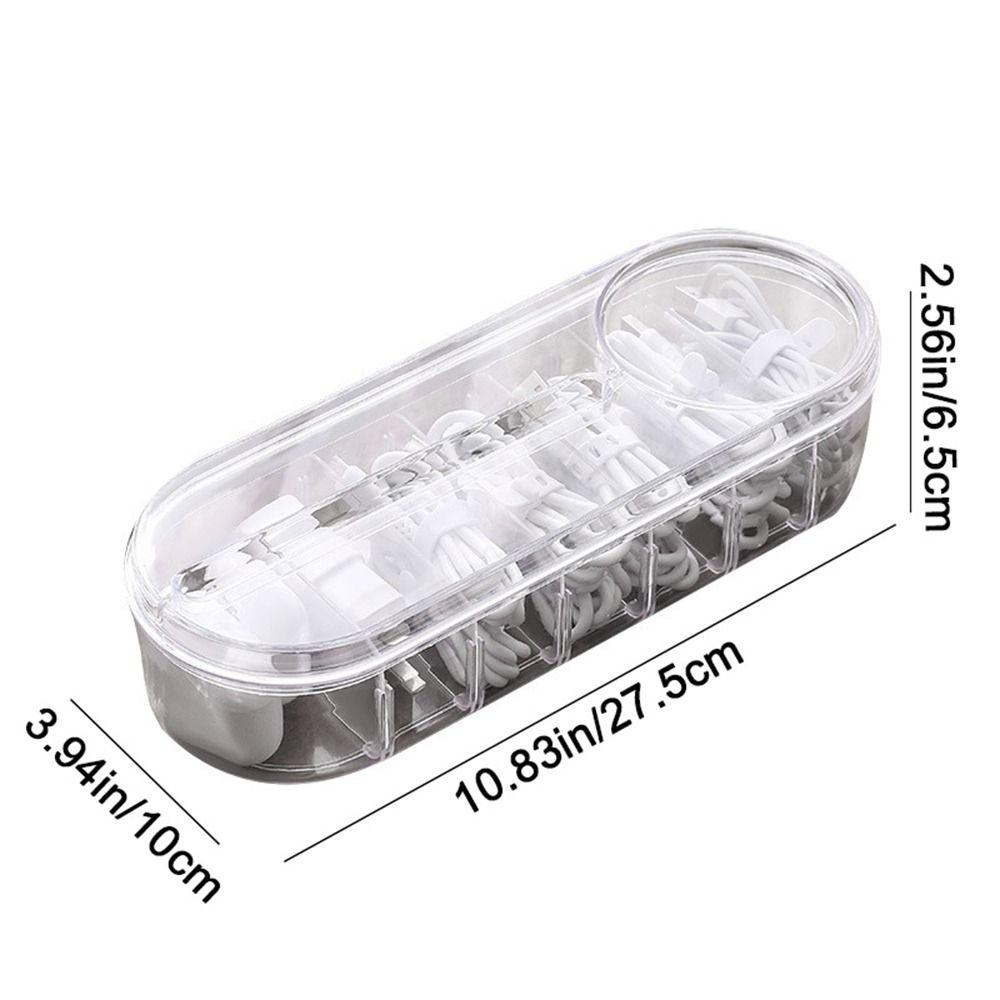 Plastic Data Cable Storage Box Transparent Large Capacity Data Cable Organizer Dust-proof with Cover Data Line Storage Container
