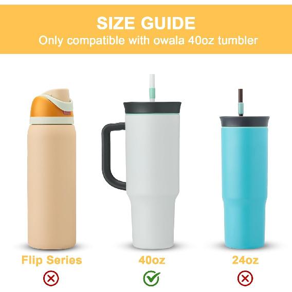 6Pack Replacement Straws for Owala 40oz Tumbler, Alwenid Reble Clear Straws with Cleaning Brush, Compatible with Owala Water Bottle Cup Mug