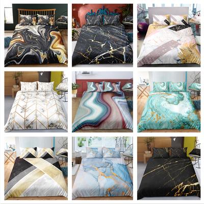 3D-Marmor-Bettwäsche, Einzelbett, Doppelbett, volle Größe, Kissenbezug und Bettbezug, 2 oder 3 Mikrofaserstoff, komfortable Heimdekoration