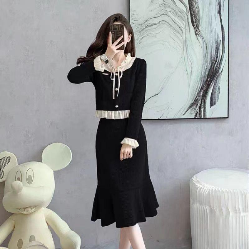 With a coat, retro Xiaoxiangfeng top, skirt design is chic, celebrity inner wear, waist and thin suit