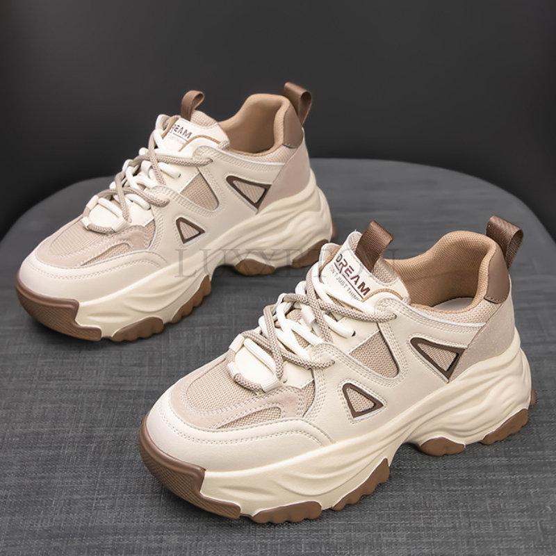 fashion Meotina Women Genuine Leather Sneakers Round Toe Platform Plats Mixed Colors Ladies Simplicity Casual Shoes Spring Autumn