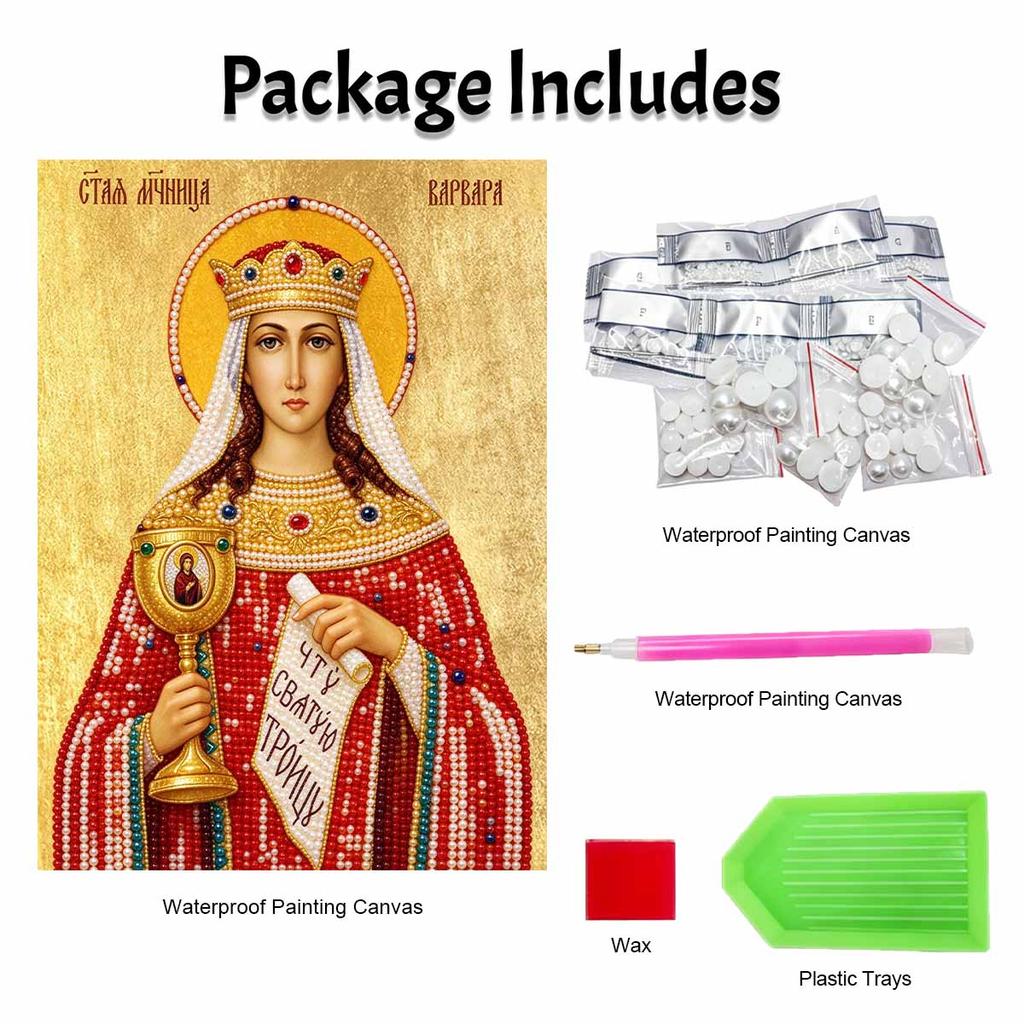 DIY 3D Pearl Diamond Painting Art Set Saint Barbara Religious Icon Home Decor Art Set Wall Art