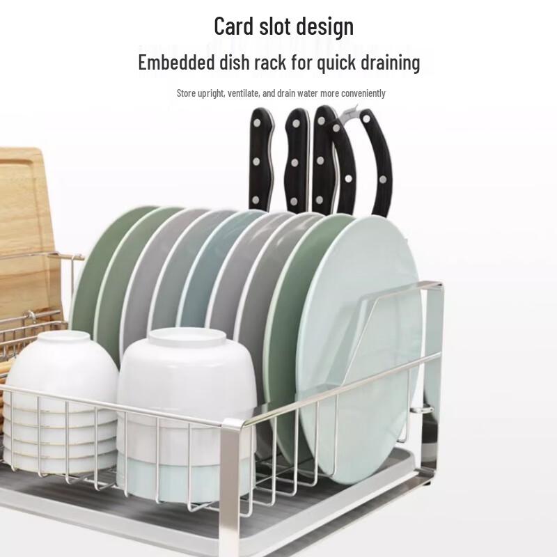 Upgraded 304 Stainless Steel Countertop Dish Rack
