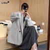 Koreanische Mode 2023 Damenbekleidung Business Casual Lockere Blazer Unifarben Temperament Taschen Knopf Frühling Sommer Dünn