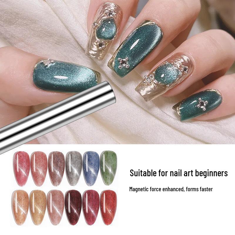

Nail Art Double-Headed Golden Cudgel Cat Eye Magnet Tool for Salon Silver