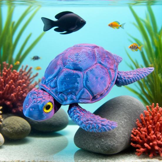 3D Printed Turtle Figurine Movable Joints Turtle Figure Articulated Sea Animal Model Fidget Toy Home Office Desktop Decoration Ornament