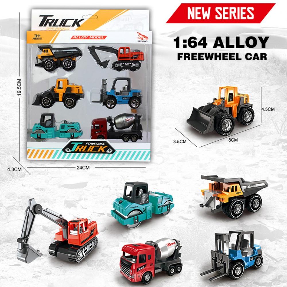 6Pcs/Set High Quality 1:64 Alloy Engineering Truck Loader Mini 2 Styles Simulation Metal Car Model Vehicle Excavator Tractor