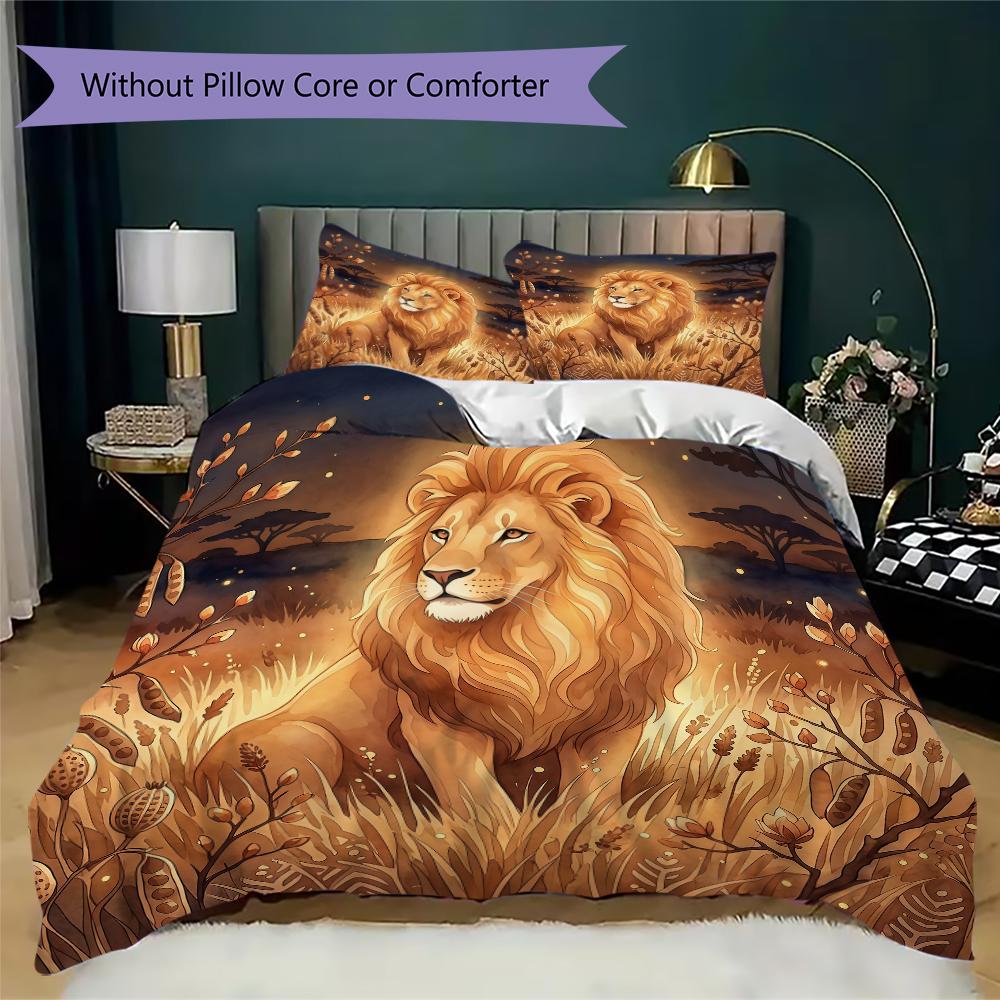 Four Cute Beasts Pattern Bedding Uilt Set Uilt Cover Pillowcase Home Decoration Birthday Gift (1 * Duvet Cover + 2 * Pillowcase Without Core)