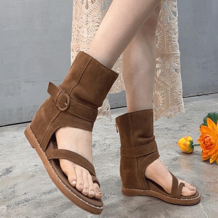 Women Western Cowboy Boots Fashion Clip Toe Back Zipper Mid Calf Booties Internal Elevation Shoes