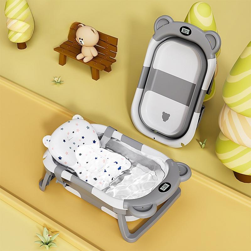 Intelligente Temperaturmessung Baby-Faltbadewanne, Haustierbadewanne, katzenspezifische Badewanne, Katze- und Hundebad, niedliche und lustige Badewanne