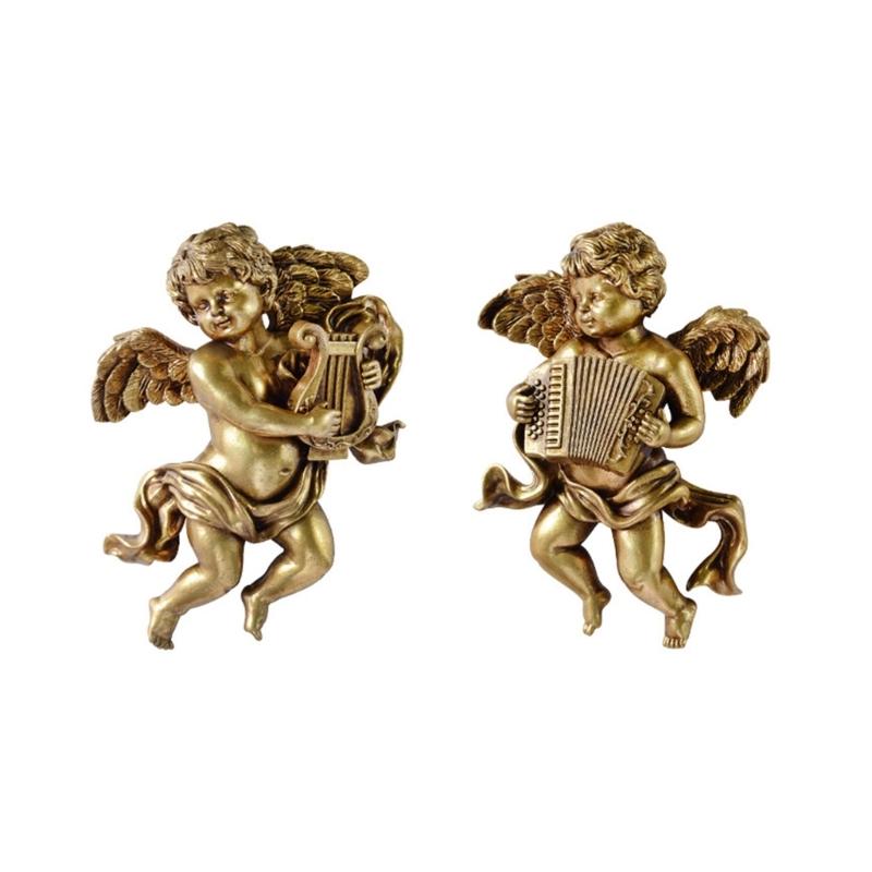 

2 Piece Classical Cherub Wall Hanging Ornament Resins Craft Winged Angel Sculpture Collectible Figurine Gifting