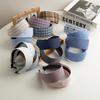 New Checkered Wide Fabric Headband Sweet Academic Vintage Hair Band Non-Slip Toothed Design Korean Retro Hair Accessories