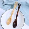 2 In1 Natural Wood Cutlery Dual Head Soup Spoon Fork Dinner Tableware Set Creative New Kitchen Flatware