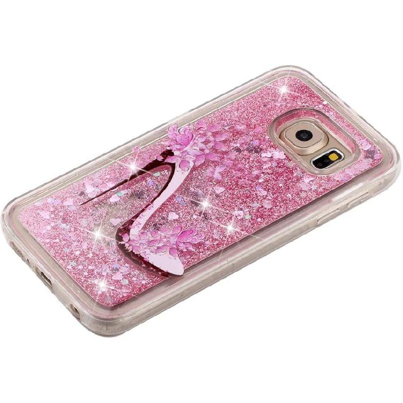 Case for Samsung S6 for Girl Glitter Sparkle Floating Shiny Quicksand Clear Soft TPU Silicone Shockproof Protective Bumper Thin Cover for Samsung