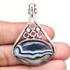 Gray Botswana Agate Gemstone Mother's Day Silver Jewelry Pendant  1.75"