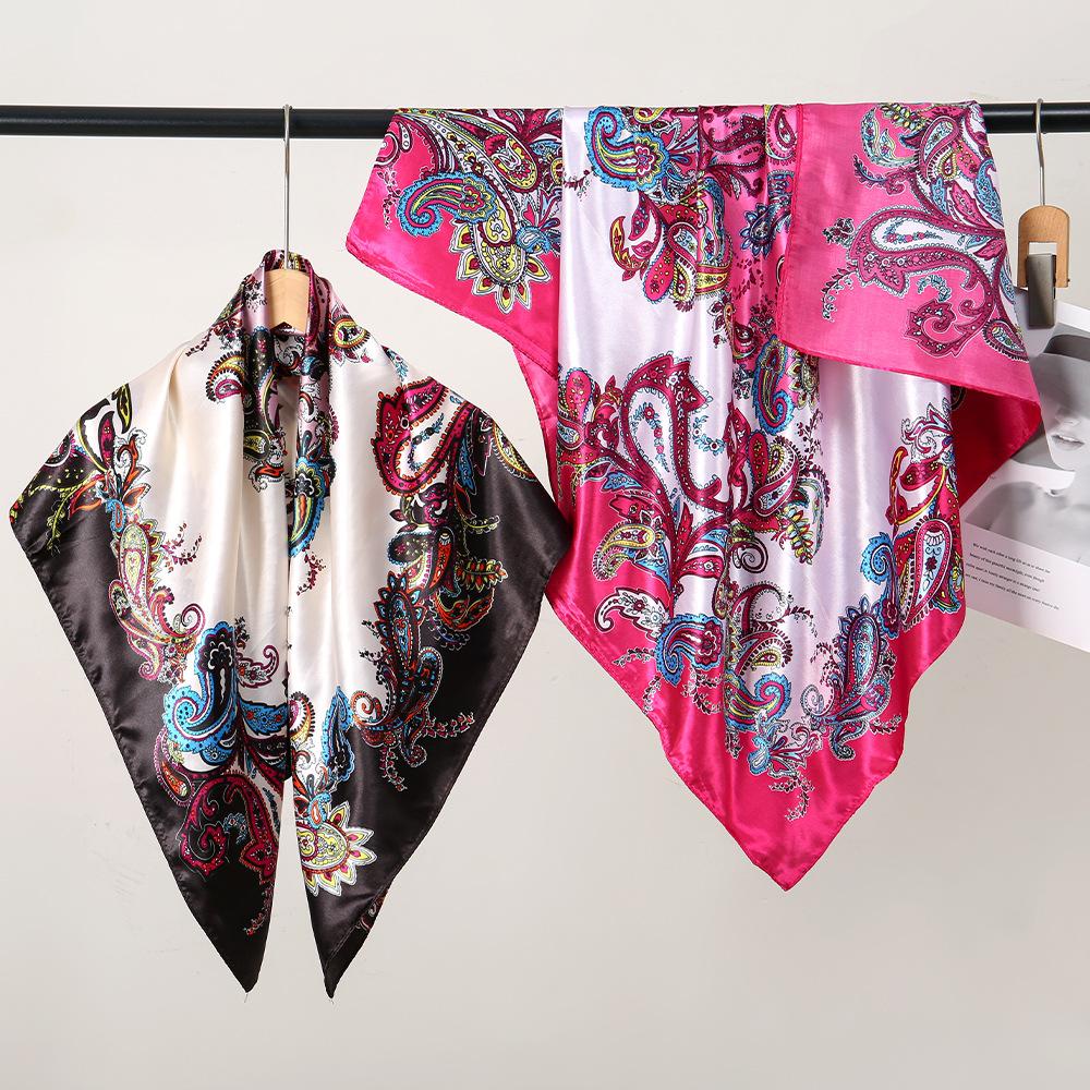 70x70cm Silk Scarf for Women Summer Silk Shawl Print Square Headscarf Bandana Office Ladies Neck Scarf Hair Band Gift Muffler
