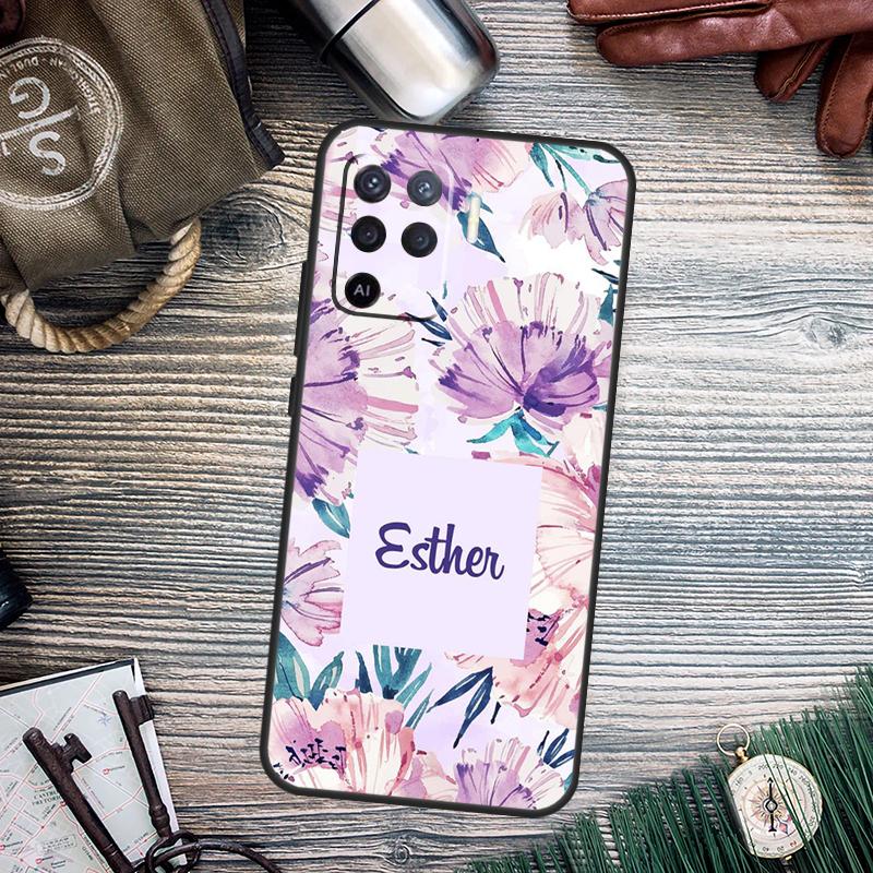 PERSONALISED floral name initial Case For OPPO A98 A78 A79 A16 A76 A96 A5 A9 A53 A17 A77 A15 A52 A72 A74 A94 A54S A57S Cover