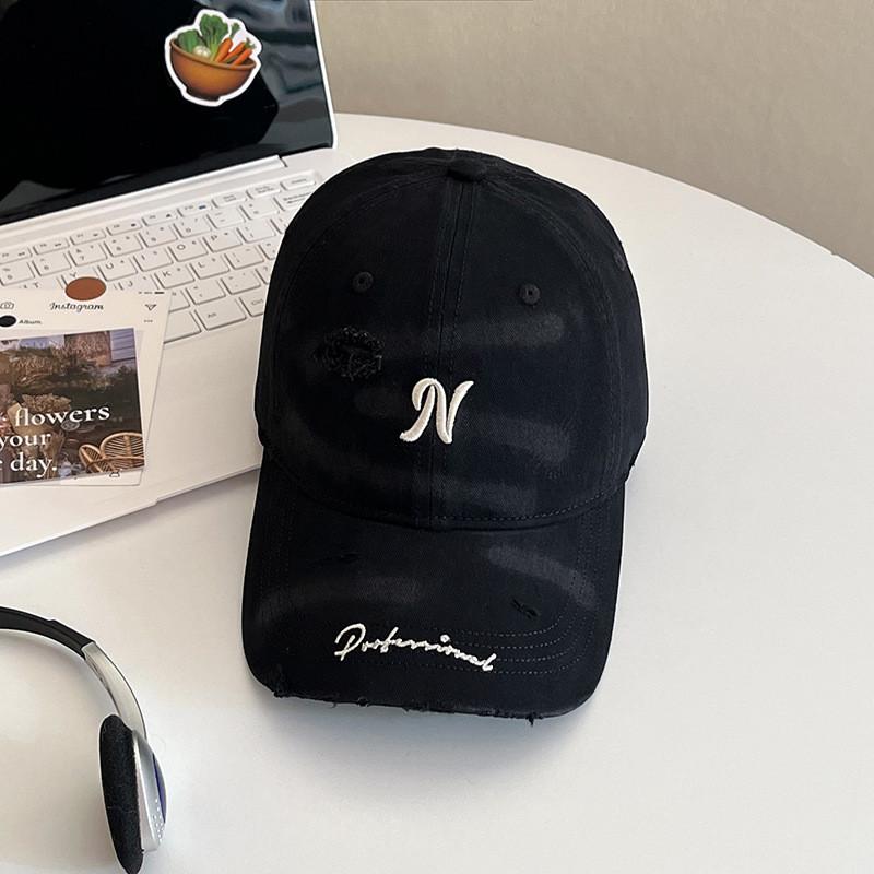 Casual Korean Embroidered Baseball Cap With Sunblock And Foldable Feature For Spring Outings