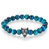 New Black Agate Tiger Eye Stone DIY Bracelet with Personalized Wolf Head Stainless Steel Trendy Men's Beaded Bracelet