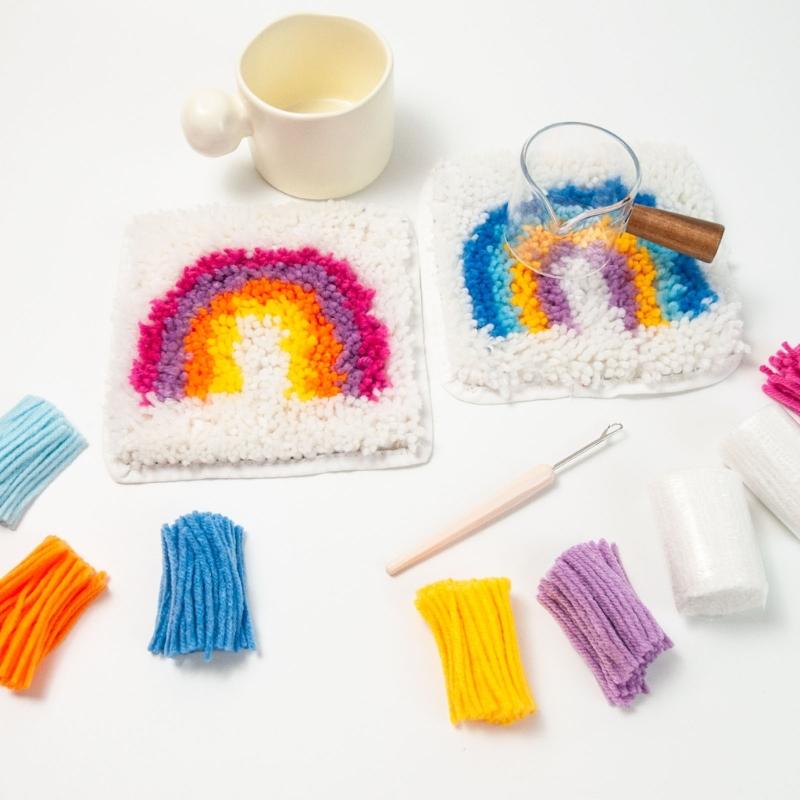 Latch Hook Kits with Printed Canvas 6X6 Inch Handmade Arts Coaster Festival Gift