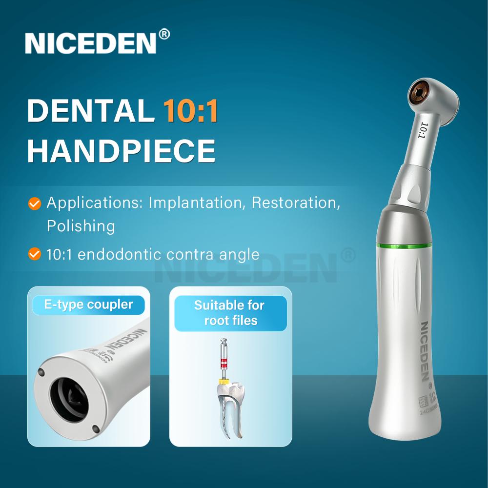 Niceden Dental 10:1 Reduction Contra Angle Handpiece 60°Twist Reciprocating Hand Files Head For Endodontic Dental Oral Equipment