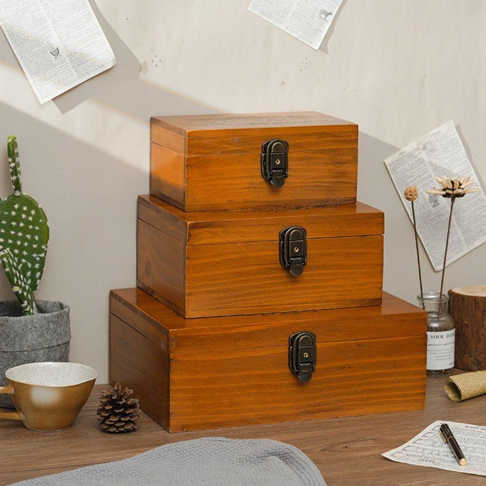 Wooden Storage Box Vintage Storage Case Miscellaneous Organizer Jewelry Box  Travel