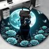 1pc Anime Design Round Carpet Blue Rose & Butterfly Moon Office Chair Mat, Non Slip Rug for Home Decor, All Seasons