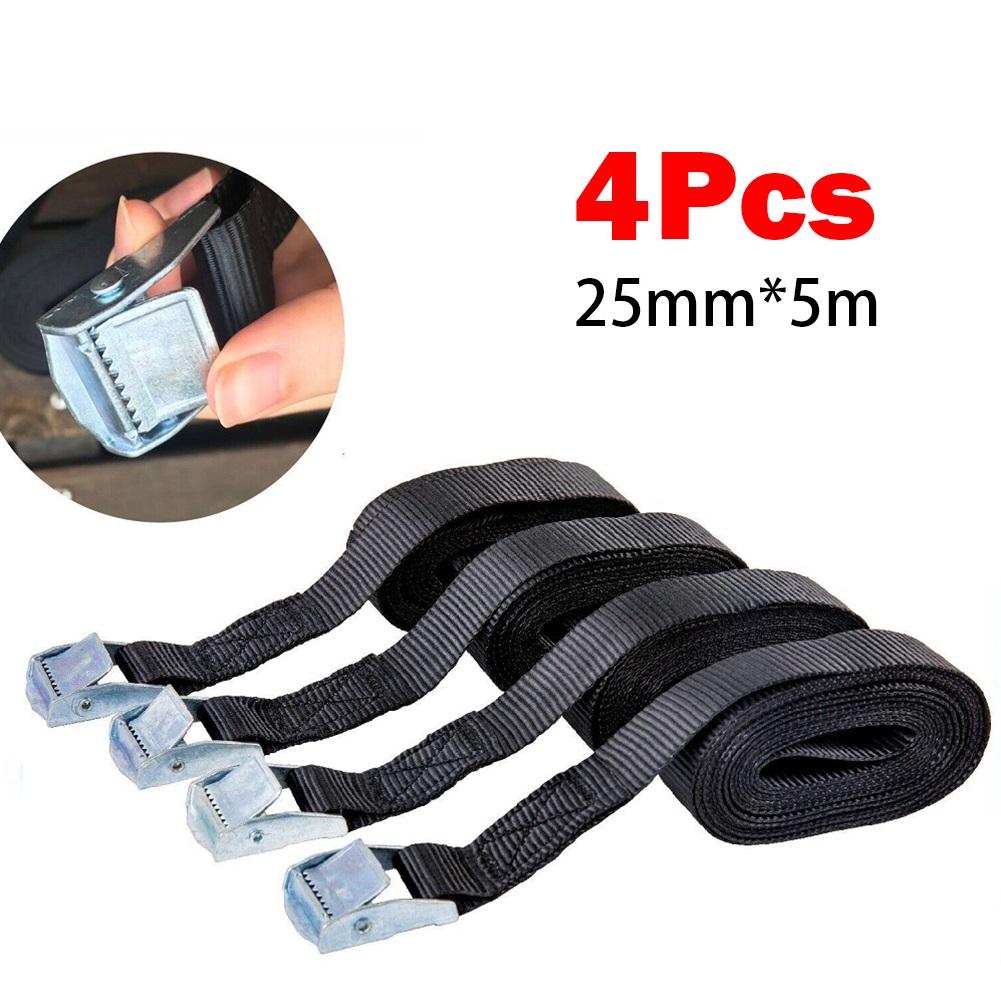 Cargo Straps Lashing Strap Zinc Alloy Nylon 4PCS Balck With Cam Buckle Ratchet Tie Downs Strapping Cargo Trailer Management