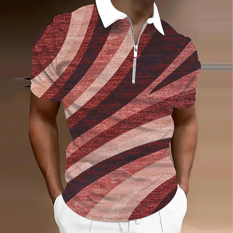 Pánské tričko Polo Ležérní Zip Krátký rukáv Módní Ležérní Zip Léto Jaro Běžný střih 3D potisk Tričko