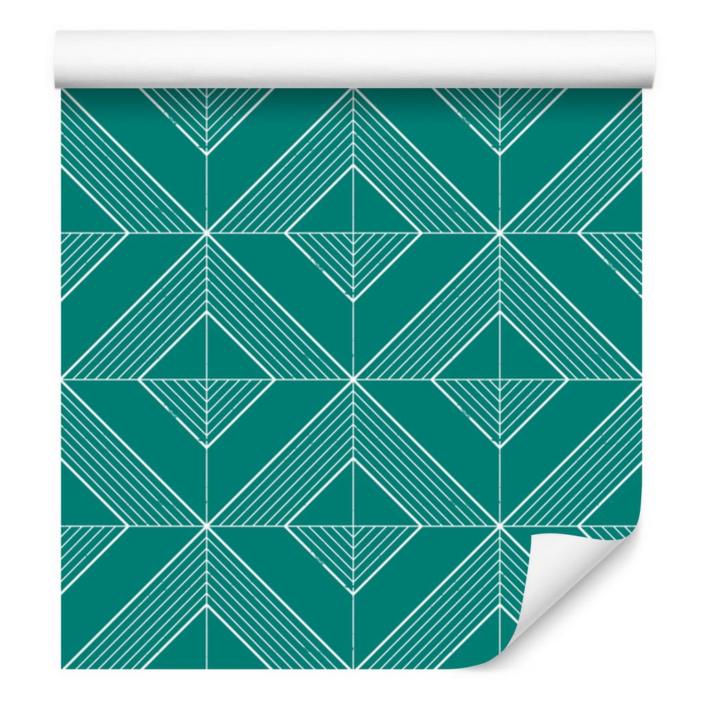 Geometric Rhombus Wallpaper In Turquoise and Sea Blue for the Living Room and Bedroom 50x1000