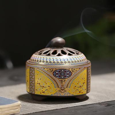 Antiker Cloisonné-Räuchergefäß, Kunstwerk, Dekoration, kreatives Heim, Inneneinrichtung, Weihrauch, Lore, Farbe, Emaille-Räuchergefäß