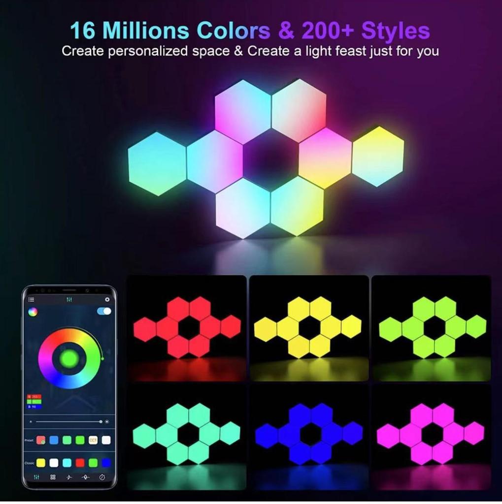 Smart RGB Music Rhythm Light: Color-Changing E-sports Atmosphere Quantum Honeycomb Light