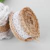 1m/roll Natural Rustic Vintage Satin Bow Lace Edge Hessian Ribbon Sisal Trim Jute Burlap